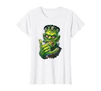 Shaka de Zom e Dibujos Animados geniales del Monstruo de Frankenstein Camiseta gráfica económica, Mujer, Blanco, L