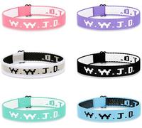 Shakalaka WWJD Pulseras Pack What Would Jesus Do Pulseras 6 piezas, N, Acrílico, sin piedra preciosa, N, Acrílico, sin piedras preciosas, N, Acrílico, No es una piedra preciosa