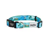 Shaka's Salty Paws Collar de perro para niño y niña, pequeño, mediano y grande (collar de perro mediano de 14 a 20 pulgadas para perros de 25 a 50 libras, azul océano tahititan)