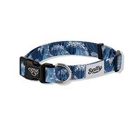 Shaka's Salty Paws Collar de perro para niño y niña, pequeño, mediano y grande (onda azul, collar de perro pequeño Adj. 10-16 pulgadas para perros de hasta 25 libras)