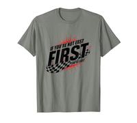 Shake and Bake First Last Racing Fan - Cita Motivacional Camiseta, Hombre, Verde Militar Jaspeado, XL