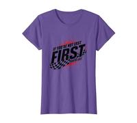 Shake and Bake First Last Racing Fan - Cita Motivacional Camiseta, Mujer, Morado Jaspeado, L