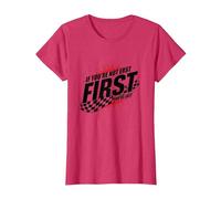 Shake and Bake First Last Racing Fan - Cita Motivacional Camiseta, Mujer, Rojo Jaspeado, M