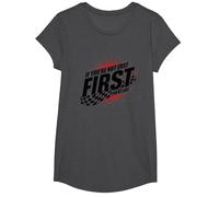 Shake and Bake First Last Racing Fan - Cita Motivacional Camiseta, Niñas, Jaspeado Oscuro, M