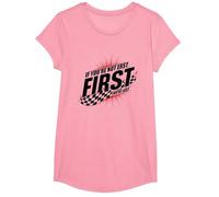 Shake and Bake First Last Racing Fan - Cita Motivacional Camiseta, Niñas, Rosado, XS