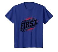 Shake and Bake First Last Racing Fan - Cita Motivacional Camiseta, Niños, Azul Real, 4 años