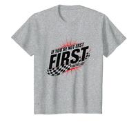 Shake and Bake First Last Racing Fan - Cita Motivacional Camiseta, Niños, Gris Jaspeado, 6 años