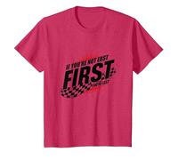 Shake and Bake First Last Racing Fan - Cita Motivacional Camiseta, Niños, Rojo Jaspeado, 12 años