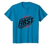 Shake and Bake First Last Racing Fan - Cita Motivacional Camiseta, Niños, Zafiro, 6 años