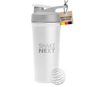 ShakeNext Coctelera de acero inoxidable [nueva introducción] - Botella con Mixball 700 ml, agitador de fitness y proteínas con cierre a presión a prueba de fugas, diseño patentado (blanco)