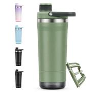 Shaker Acero Inoxidable 700ml, Vaso Mezclador Proteinas con Compartimento Polvo, Aislamiento Doble Pared, Mezclas Perfectas Sin Grumos, Cierre Anti-Fugas, Ideal para Gimnasio, BPA Free，Verde Salvia