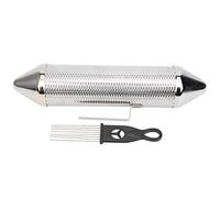 Shaker de metal tipo güiro con raspador, instrumento de percusión Orff de acero inoxidable, generador de sonido plateado brillante para la enseñanza musical y actuaciones en