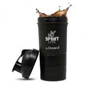Shaker de Proteinas 600ml con Compartimentos Sport Live de Drasanvi Gym | Con Rejilla Antigrumos y Bola Mezcladora, Libre de BPA, Antigoteo, Ideal para Llevar al Gimnasio, Shaker Proteina Whey