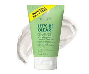 Shakeup Cosmetics - Limpiador Facial 2 en 1 para Hombre + Mascarilla de Arcilla | Control de Grasa y Poros | Ácido Salicílico 2%, Zinc y Árbol de Té | Limpieza Profunda | Let's Be Clear