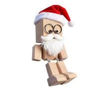 Shaking Feet Wooden Doll - Santa Swing Figure, Wooden Man Figurine with Swinging Legs for Car, Shelf, Fireplace and Home | Christmas Mini Rocking Doll Decoration for Kids Adults, Desktop Ornament