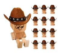 Shaking Wooden Man Figurine, 12 Pieces Spring Loaded Funny Cowboy Wobbly Desk Ornament for Dynamic Motion Display and Stress Relief Function, Suitable for Car Dashboard, Home, Living Room, Bedroom