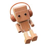 Shaking Wooden Man Figurine, Small Leg Moving Desktop Sculpture, Car Decor
