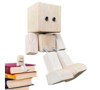 ]Shaking Wooden Man Figurine, Wooden Figure on Car, Action Figurines, Magnetic Base Design for Desktop Decoration, Dashboard Ornament, Home and Office,3.15x1.97 Inches