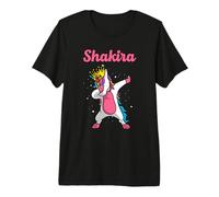 Shakira Nombre Personalizado Cumpleaños Dabbing Unicorn Queen Camiseta Premium