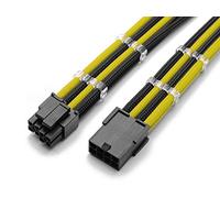 Shakmods 4+4 pines ATX CPU - Cable alargador de 30 cm + 2 peines de cable (amarillo y negro)