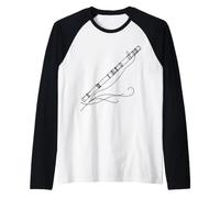 Shakuhachi Line Art Músico Camiseta Manga Raglan