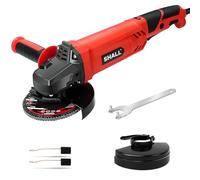 SHALL - Amoladora angular profesional (1100 W, diámetro del disco: 125 mm), incluye mango adicional, funda protectora, llave de dos orificios y juego de cuchillas de corte