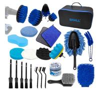 Shall Car Cleaning Set, 26 Pcs Car Care Set with Detailing Brush for Car Cleaning Interior and Exterior, Air Vent, Engine, Wheels, Household Cleaning