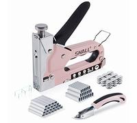 SHALL - Grapadora de mano 3 en 1 potente con 3000 pinzas, potencia de tiro ajustable, pistola grapadora para carpintería, decoración, fijación de cables, con extractor de grapas