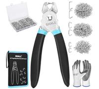 SHALL - Juego de alicates para anillos de cerdo con 600 anillas galvanizadas (1,9 cm, 1,2 cm, 1,9 cm) para tapicería, vallas, jaulas para mascotas, tensores, bolsas, guantes de protección,