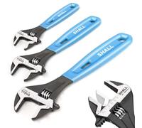 Shall Juego de llaves ajustables 3 piezas, 25/20/15 cm de acero Cr-V con agarre cómodo, pico ancho óxido negro con graduación SAE grabado con láser para hogar, garaje, taller y bricolaje