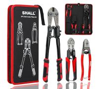 SHALL Kit de 3 alicates cortadores de pernos con funda de transporte (rojo)