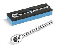 SHALL Llave de trinquete de 90 dientes, liberación rápida y reversible, llave de trinquete totalmente pulida hecha de aleación de cromo, regalos para hombres, mujeres, papá, mamá