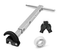 Shall Llave telescópica para lavabo, llave de fregadero ajustable con mango extensible de 10 a 17 pulgadas, llave de tuerca de grifo totalmente pulida con capacidad de mandíbula de 3/8 a 1-1/4