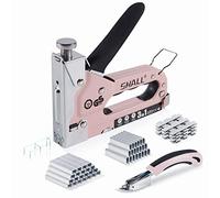 SHALL Pistola de grapas resistente, 3 en 1 kit de grapas de tapicería con 3000 grapas, removedor de grapas, clavadora manual con indicador específico de posición de salida de grapas
