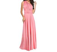 ShallGood Vestido Largo de Fiesta Cóctel Boda para Mujer Dama de Honor Vestido Noche Elegante Sin Respaldo Ajustado Falda Larga Sin Mangas Maxi Vestidos Pink ES 36