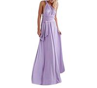 ShallGood Vestido Largo de Fiesta Cóctel Boda para Mujer Dama de Honor Vestido Noche Elegante Sin Respaldo Ajustado Falda Larga Sin Mangas Maxi Vestidos Morado ES 36