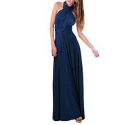 ShallGood Vestido Largo de Fiesta Cóctel Boda para Mujer Dama de Honor Vestido Noche Elegante Sin Respaldo Ajustado Falda Larga Sin Mangas Maxi Vestidos Armada ES 34