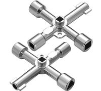 Shallho 2 llaves de armario de 4 vías, llave dinamométrica, llave cruzada, llave triangular, universal para armario eléctrico, caja de contador de gas