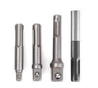 Shallho Juego de 4 adaptadores de vaso para taladro SDS Plus, adaptador de llave de vaso hexagonal de 1/4 pulgadas, 1/4 pulgadas, 3/8 pulgadas, 1/2 pulgadas, adaptador de broca