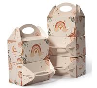 Shallive 25 cajas pequeñas de regalo para fiestas, 6 pulgadas, bolsas de regalo de galletas de caramelo, caja a dos aguas para fiestas de cumpleaños infantiles, arcoíris bohemio
