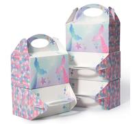 Shallive 25 cajas pequeñas de regalo para fiestas, bolsas de regalo de galletas de caramelo de 6 pulgadas, caja a dos aguas para fiestas de cumpleaños infantiles, sirena