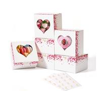 Shallive Cajas de galletas de San Valentín de 4 pulgadas para niños, 25 unidades, cajas de regalo de panadería para regalo del día de San Valentín, recipientes para llevar para rebanadas de pasteles,