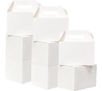 Shallive Paquete de 28 cajas grandes de regalo blancas - 9 x 6 x 6 pulgadas, cajas de regalo a dos aguas con asa, cajas de cartón reciclado, cajas de bienvenida para bodas, baby shower, cumpleaños