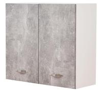 Shally Dogan Armario Colgante de Cocina de Pared, Armario Colgante de Madera con Dos Puertas, 1 Estante y 2 Compartimentos, Armario de Pared Espacioso y Resistente, Dimensiones 80 x 32 x 72 cm (Gris)