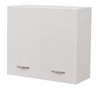 Shally Dogan Armario colgante de cocina de pared, armario colgante de madera con dos puertas, 1 estante y 2 compartimentos, armario de pared espacioso y resistente, dimensiones 80 x 32 x 72 cm (blanco)