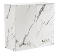 Shally Dogan Armario de cocina de pared, armario suspendido de madera con dos puertas, 1 estante y 2 compartimentos, armario de pared espacioso y resistente, dimensiones 80 x 32 x 72 cm (mármol)