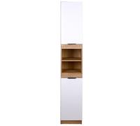 Shally Dogan Armario de Columna Alto Que Ahorra Espacio, 2 Puertas y 2 estantes, Mueble Estrecho Independiente, Mueble de Almacenamiento Multiusos, salón, baño, Cocina, estantería, Oficina (Blanco +