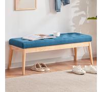 Shally Dogan - Banco de tela con estructura de madera, baúl otomano acolchado de alta densidad para dormitorio, entrada, oficina, dormitorio, salón, sala de estar, banco otomano, relleno de alta