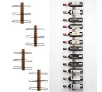 Shally Dogan Botellero Pared 4 Set Botellero Vertical Estante para Botellas 3 Niveles, 3 Botellas de Vino, Soporte para Botellas, Estante de Metal para Botellas de Vino para Comedor Bodega 4 Piezas
