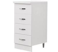 Shally Dogan Cajonera Mueble Base para Cocina con 4 cajones, Mueble Modular con Estructura de Madera sólida y Resistente, Organizador Color Blanco, Dimensiones 40 x 50 x 85 cm
